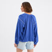 Blouse brodée manches longues coton bleu roi femme
