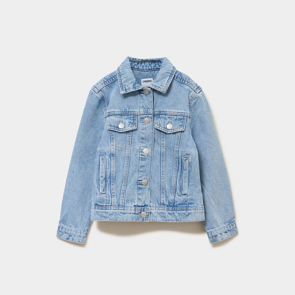 Veste en jean boutonn&eacute;e coton denim double stone fille