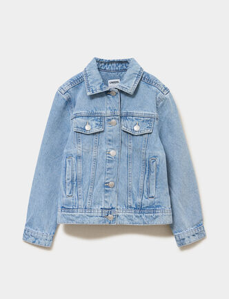 Veste en jean boutonn&eacute;e coton denim double stone fille