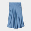 Jupe midi satinée évasée bleu gris femme