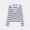 T-shirt col polo manches longues Creeks blanc femme