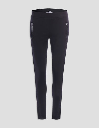 Pantalon legging skinny poche zippée noir femme