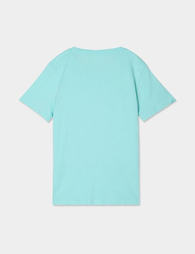 T-shirt sequins réversibles coton bleu turquoise garçon