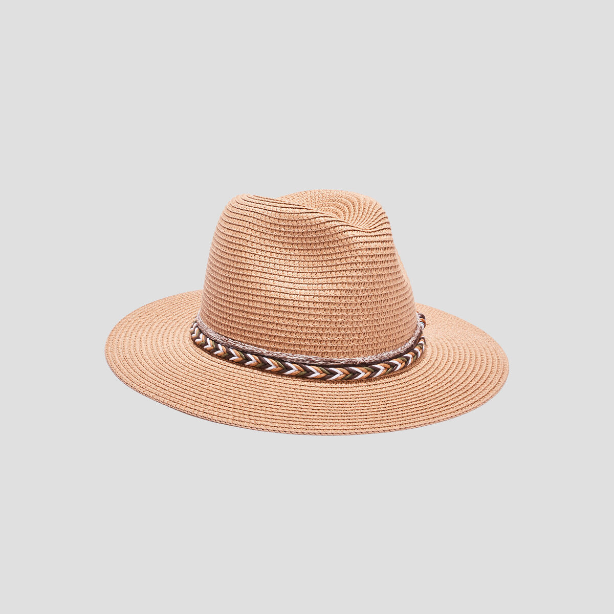 Chapeau Fedora tressé sable femme