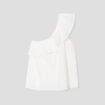 Bustier asymétrique dos ouvert à volants blanc femme