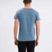 T-shirt col tunisien manches courtes bleu gris homme