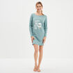Chemise de nuit manches longues coton bleu gris femme