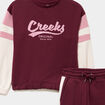 Ensemble jogging sweat et pantalon coton bordeaux fille
