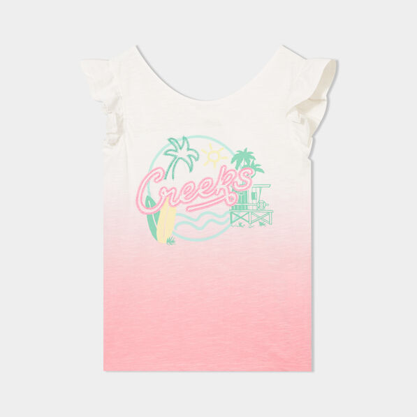 t shirt a volants et noeud dos rose fille T-shirt à volants et noeud dos rose fille