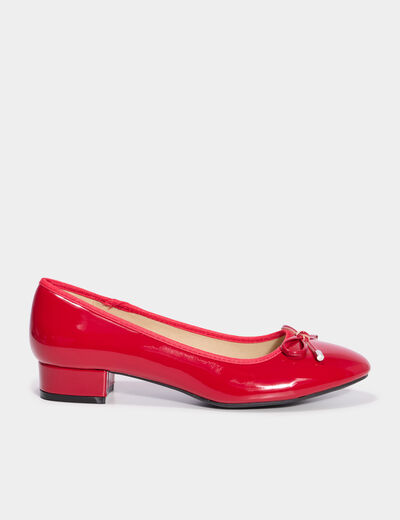 Ballerines à talons vernies rouge foncé femme