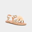 Sandales paillettes et fleurs jaune or fille
