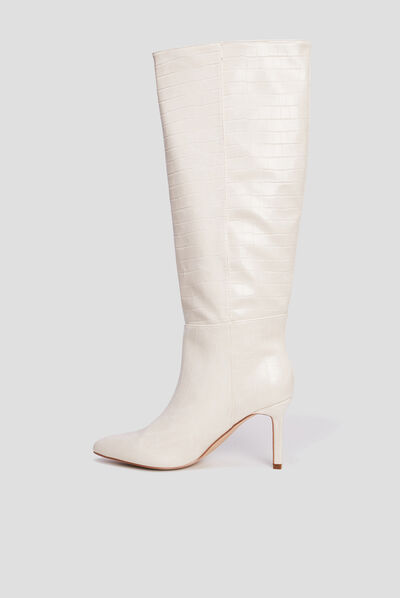 Bottes vernies croco Mosquitos blanc femme