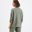 Chemise manches longues en gaze de coton vert kaki femme