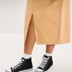 Jupe en jean longue fendue droite beige femme
