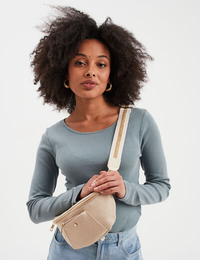 Sac banane en toile de coton canvas sable femme