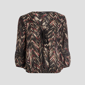 blouse manches 34 detail lacage noir femme Blouse manches 3/4 détail laçage noir femme