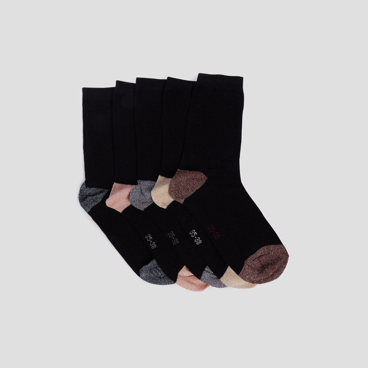 Lot de 5 paires de chaussettes unies noir femme