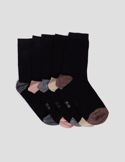 Lot de 5 paires de chaussettes unies noir femme