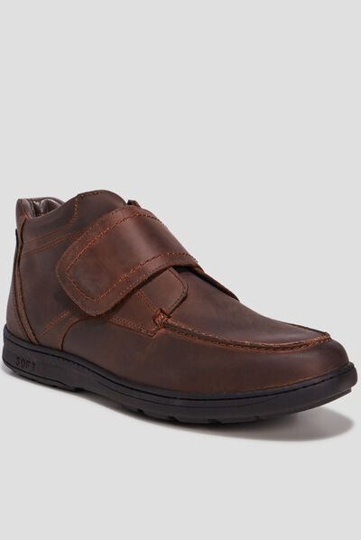 Bottines en cuir marron homme
