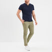 T-shirt manches courtes col tunisien bleu marine homme