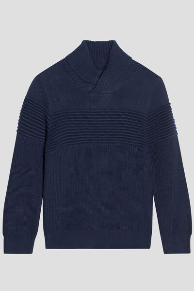 Pull avec col roulé bleu marine garçon