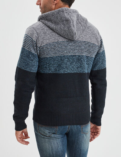 Gilet zippé doublé à capuche bleu marine homme