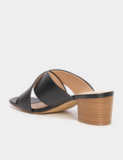 Mules &agrave; talons 5 cm brides crois&eacute;es noir femme
