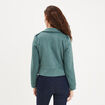 Veste courte esprit biker effet suédine vert foncé femme