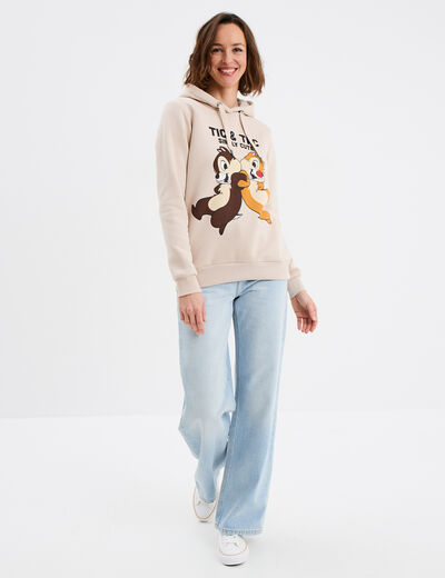 Sweat hoodie à capuche Tic et Tac sable femme