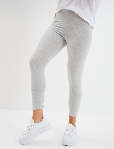 Legging 7/8 &egrave;me taille &eacute;lastiqu&eacute;e gris clair femme
