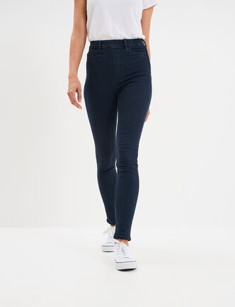 Jegging skinny taille haute denim blue black femme