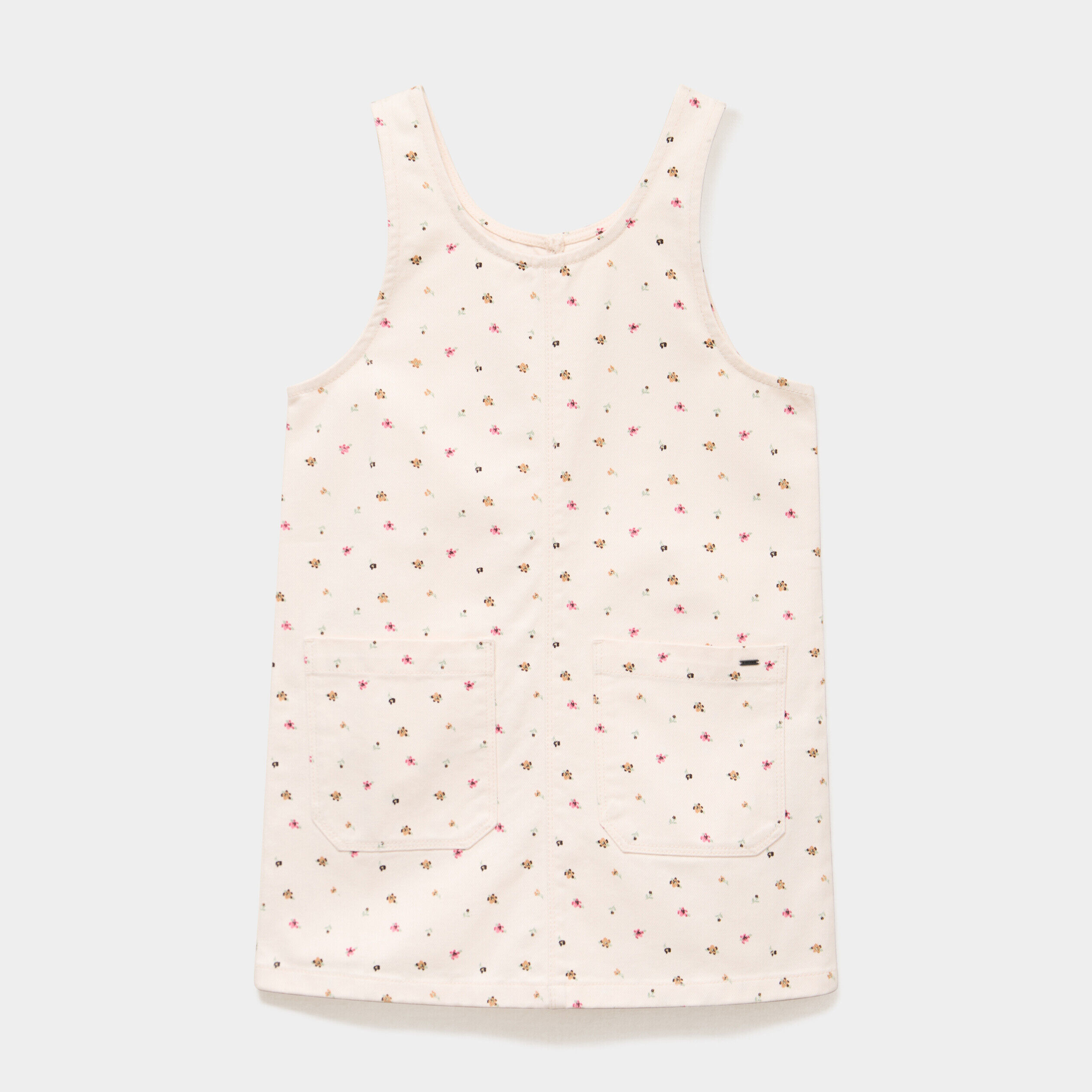 Robe chasuble courte sans manches coton beige fille CREEKS