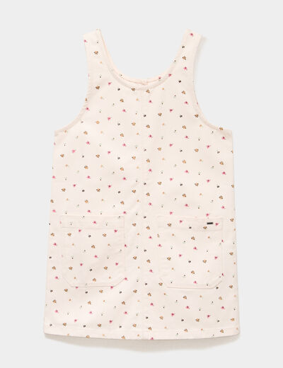 Robe chasuble courte sans manches coton beige fille