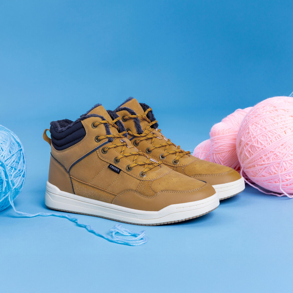 Baskets montantes avec lacets marron clair homme