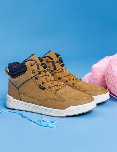 Baskets montantes avec lacets marron clair homme