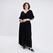 Robe longue en plumetis taille smockée noir femme grande taille
