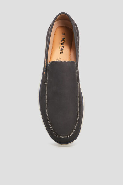 Loafers en cuir bleu marine homme