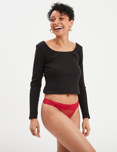 String en dentelle rose framboise femme