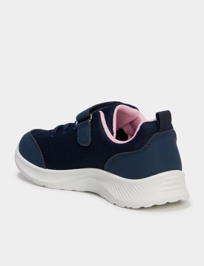 Baskets running &agrave; scratchs bleu marine fille