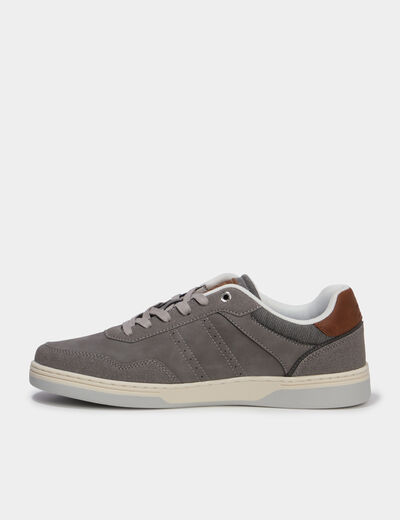 Tennis basses &agrave; lacets Lee Cooper gris homme