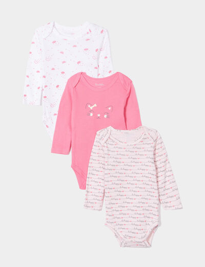 Lot 3 bodies US coton rose fushia bébé fille