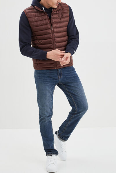 Doudoune légère zippée sans manches bordeaux homme