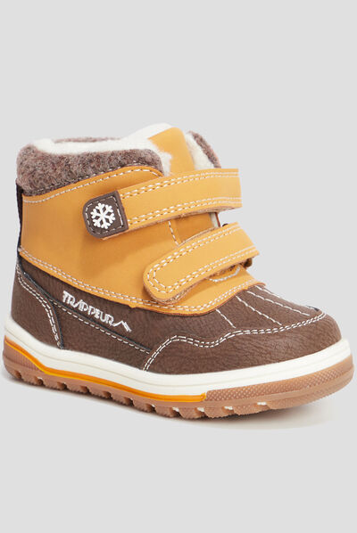 Bottines fourrées à scratchs Trappeur camel bébé garçon