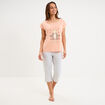 Ensemble pyjama t-shirt et corsaire rose clair femme