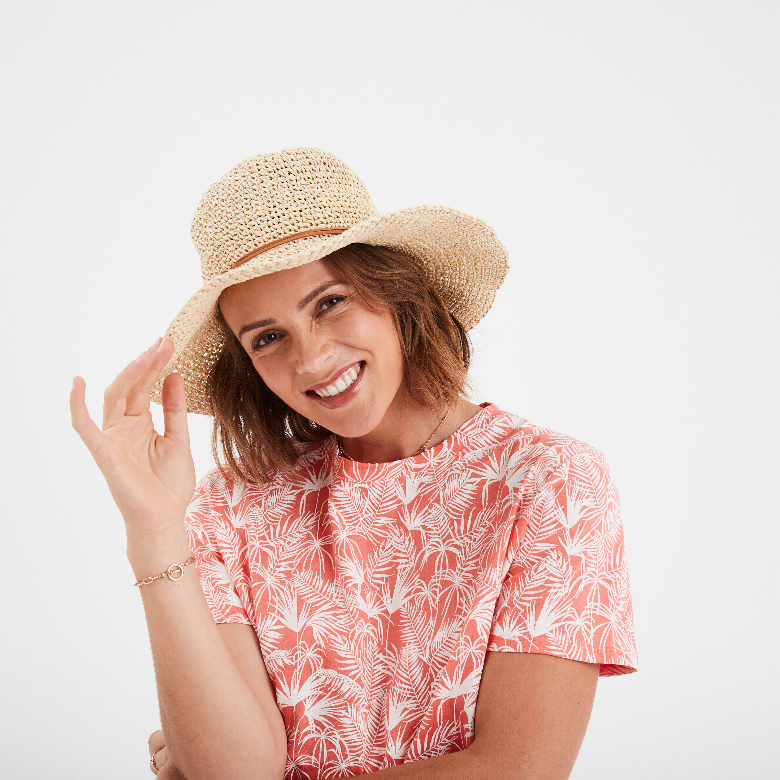 Chapeau de paille tressé sable femme LH