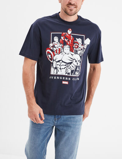 T-shirt manches courtes coton Avengers bleu marine homme