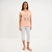 Ensemble pyjama t-shirt et corsaire rose clair femme