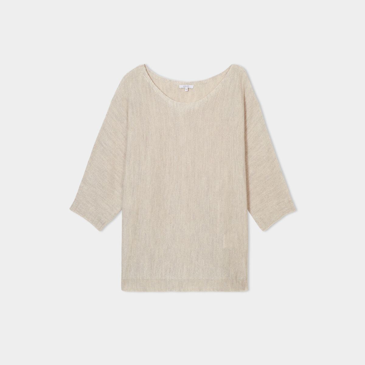 Pull manches 3/4 fils métallisés ecru femme grande taille