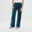 Pantalon de pyjama effet velours bleu canard femme