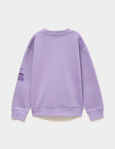 Sweat col rond L'&Eacute;cole des licornes parme fille